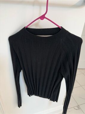 Halogen Black Ribbed Crew Neck Sweater